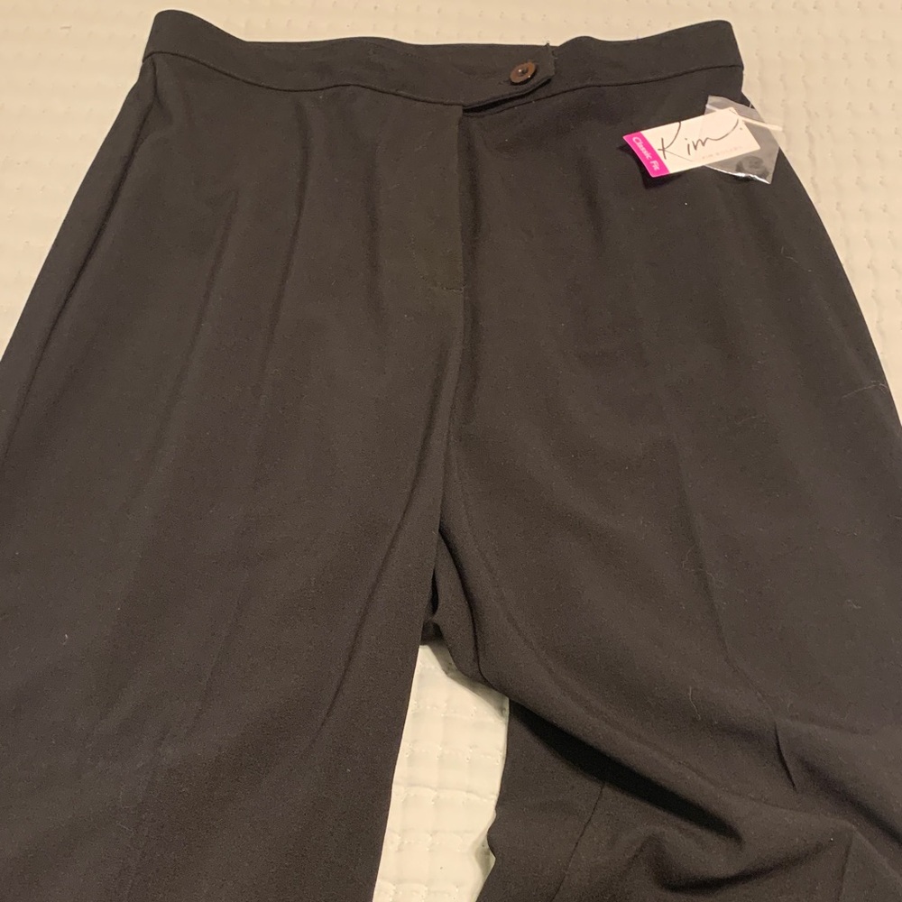 Kim Rogers Black Classic-Fit Dress Pants NEW Womens Size 12 Straight Leg Comfort